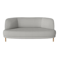 Modern gray curved sofa with a sleek design and light wood legs, perfect for contemporary interiors.