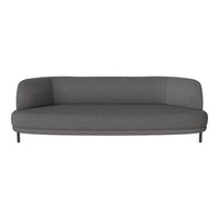 Stylish gray sofa with a smooth, minimalist design and subtle texture for modern living spaces.