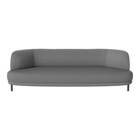 Modern gray sofa with a sleek, minimalist design and smooth fabric texture. Perfect for contemporary interiors.