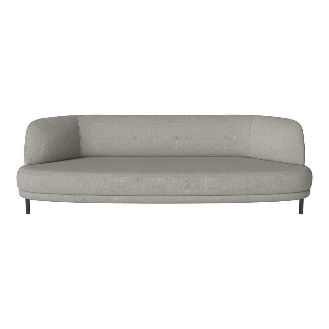 Light gray sofa with a smooth, minimalist design and subtle curved edges, perfect for modern decor.
