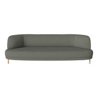Modern gray sofa with a smooth, minimalist design and light wooden legs, perfect for contemporary interiors.