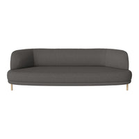 Gray modern sofa with a sleek design and smooth fabric, featuring light wooden legs. Perfect for stylish interiors.