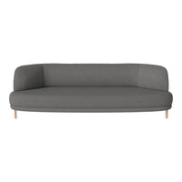 Modern gray sofa with a smooth texture and minimalist design, featuring light wooden legs for a stylish touch.