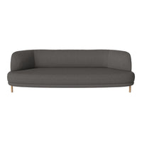 Gray upholstered sofa with smooth lines and tapered wooden legs, perfect for modern home decor.