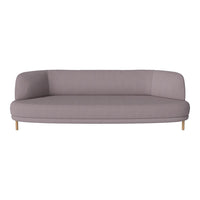 Light gray, minimalist curved sofa with smooth upholstery and wooden legs, perfect for modern decor.