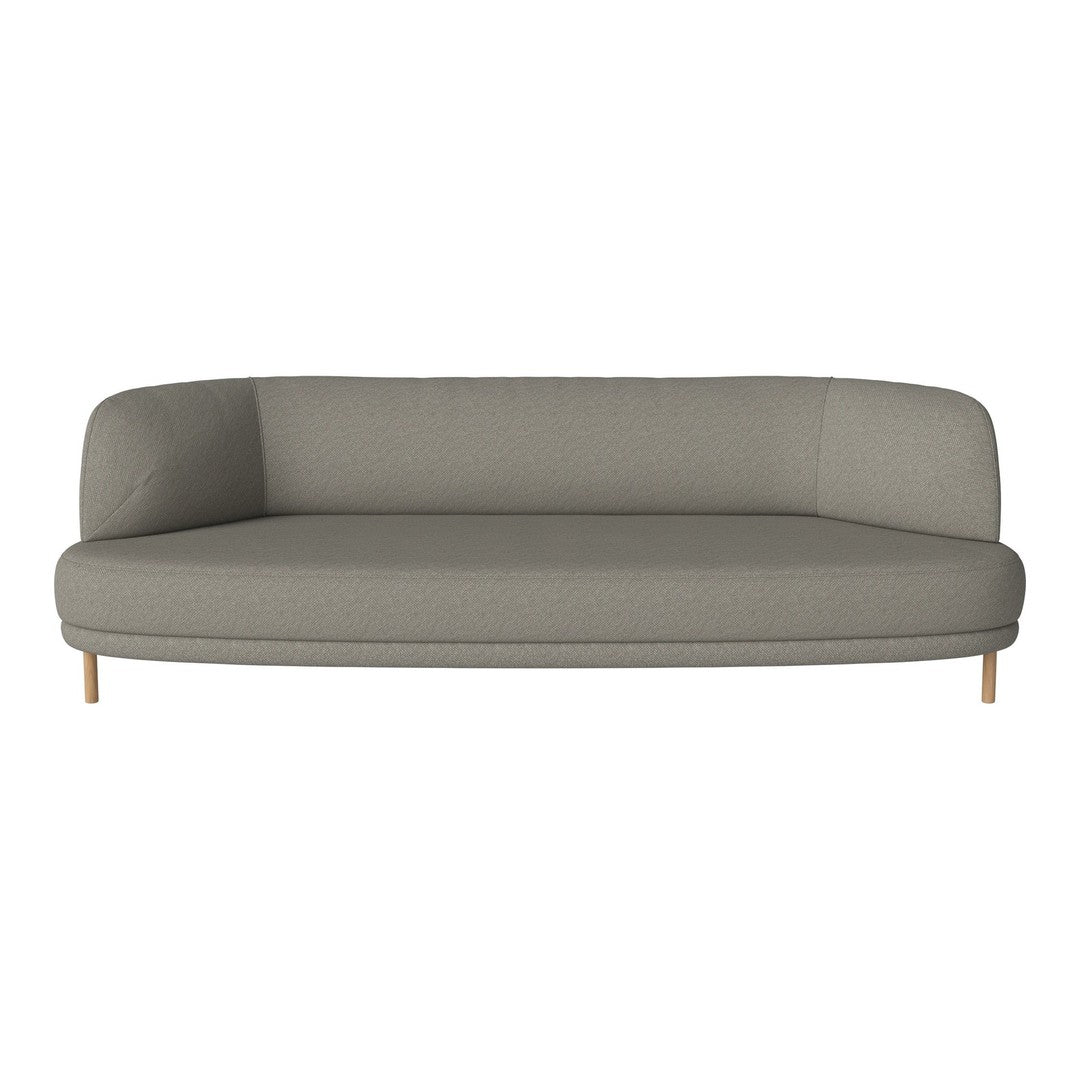 Modern gray sofa with a sleek design and subtle texture, featuring light wooden legs. Perfect for contemporary spaces.