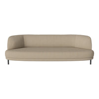 Beige modern sofa with a curved design and subtle textured fabric, perfect for contemporary interiors.