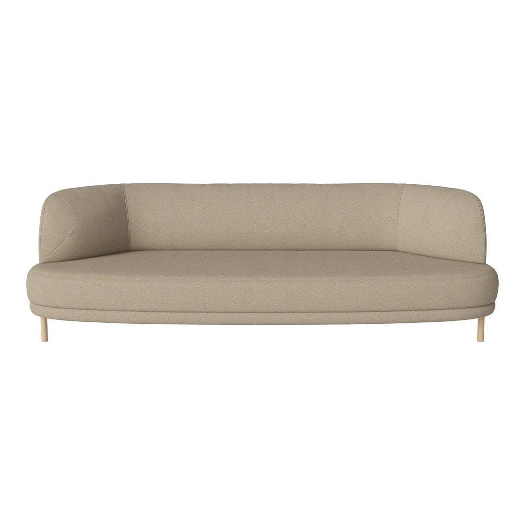 Beige modern sofa with smooth fabric texture and minimalist design, perfect for contemporary living spaces.