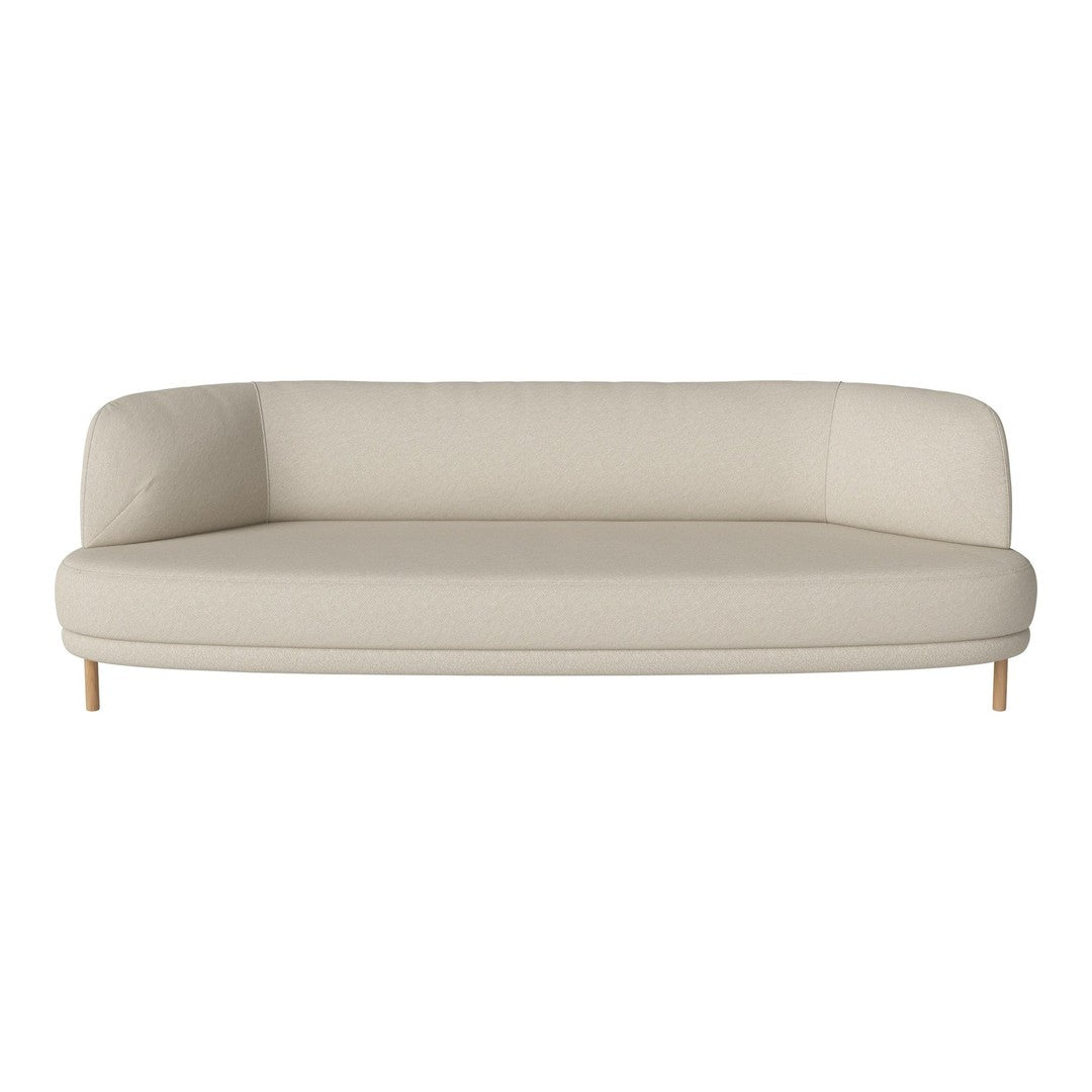 Stylish cream-colored couch with a smooth, minimalist design and light wooden legs, perfect for modern decor.