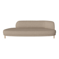 Beige curved sofa with a smooth fabric texture and minimalist wooden legs, perfect for modern living spaces.