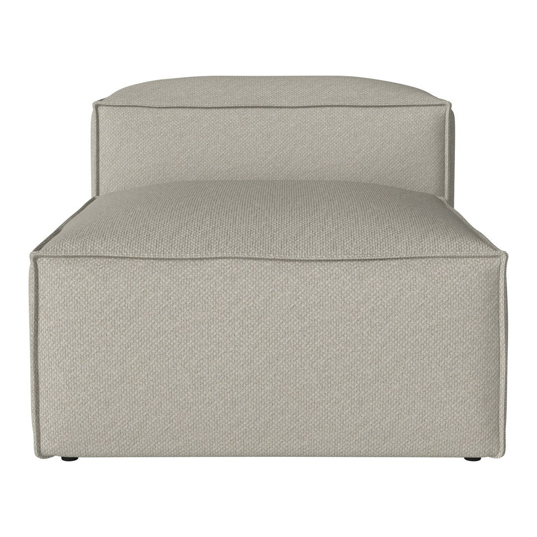 Light gray, textured ottoman with a minimalist design and smooth edges. Perfect for modern decor.