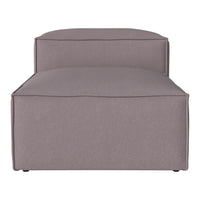 Gray upholstered ottoman with a smooth, solid pattern and contemporary design. Perfect for modern living spaces.