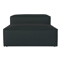 Black quilted fabric lounge chair with a smooth, modern design and contemporary square shape. Perfect for any setting.