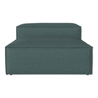 Teal upholstered lounge chair with a subtle textured pattern for modern decor. Perfect for stylish relaxation.