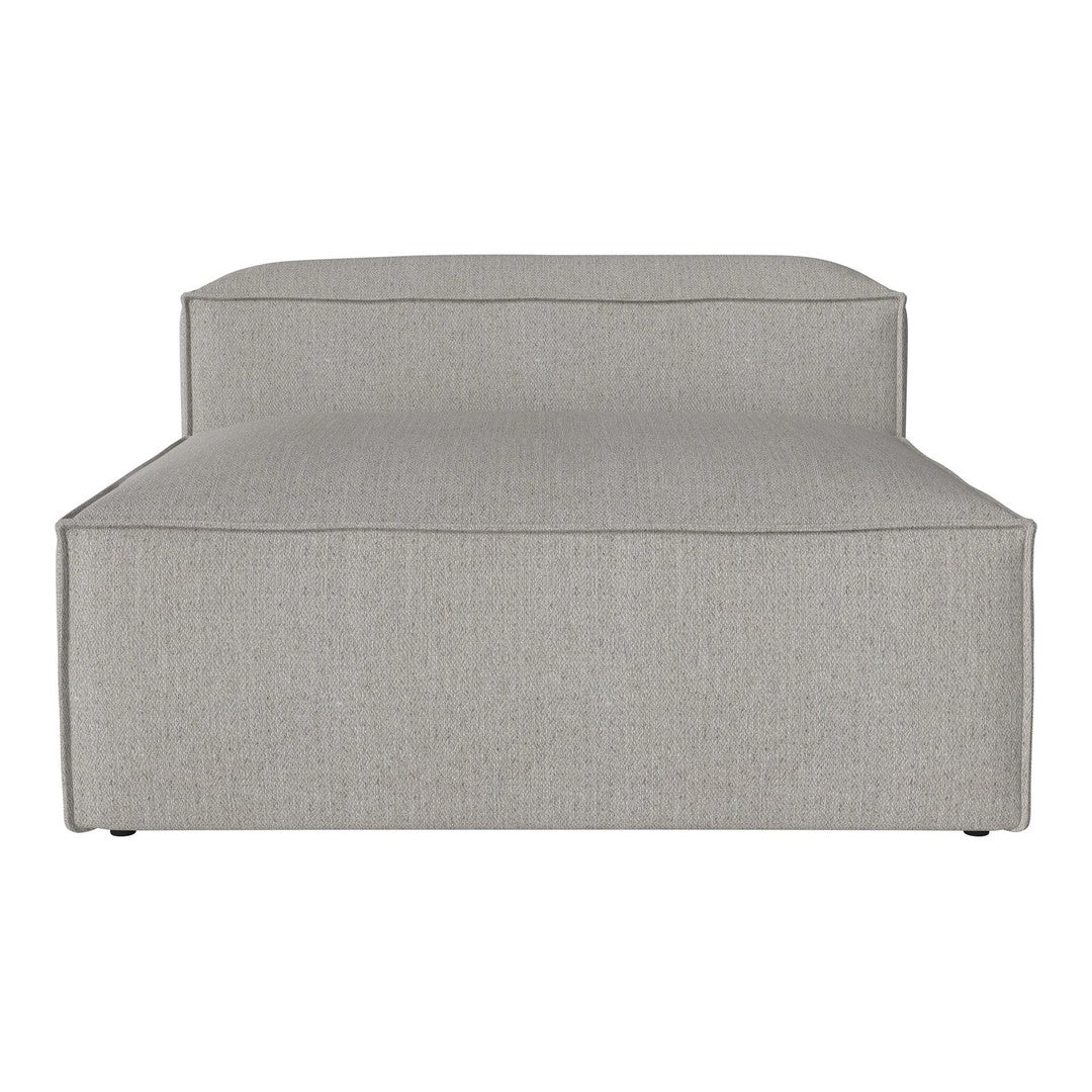 Light gray modular chaise lounge with a sleek, minimalistic design and subtle textured pattern. Perfect for modern spaces.