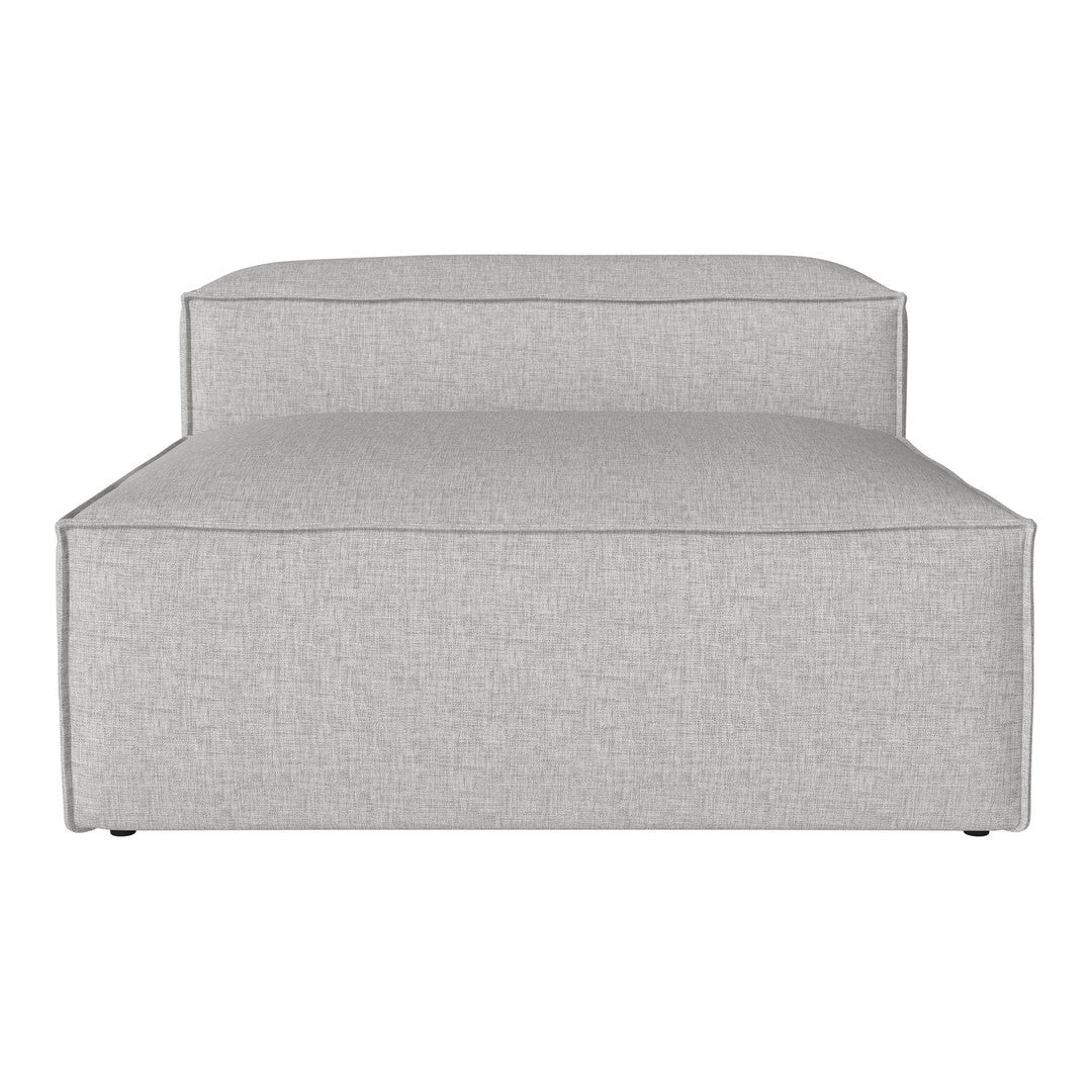 Light gray couch with smooth, modern fabric and minimalistic design, perfect for contemporary interiors.