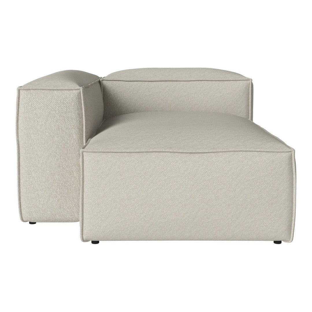 Beige upholstered modular sofa with a sleek, minimalist design and subtle texture. Ideal for modern decor.