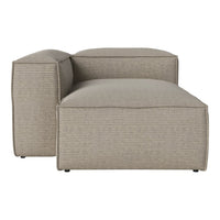 Light beige sectional sofa with subtle textured stripes for a modern, sophisticated look.