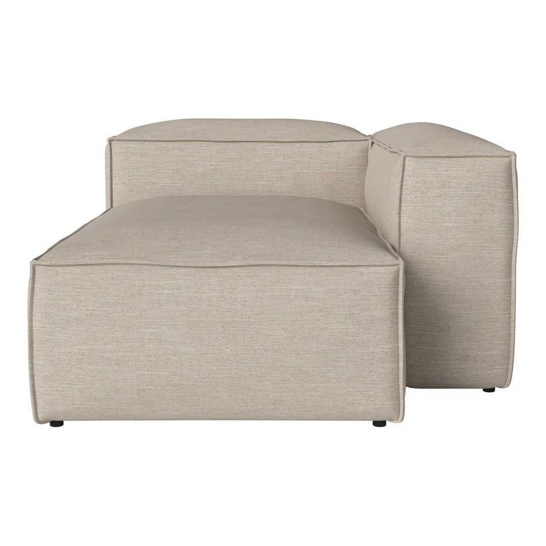 Beige textured sofa with clean lines and a modern geometric design, ideal for contemporary interiors.