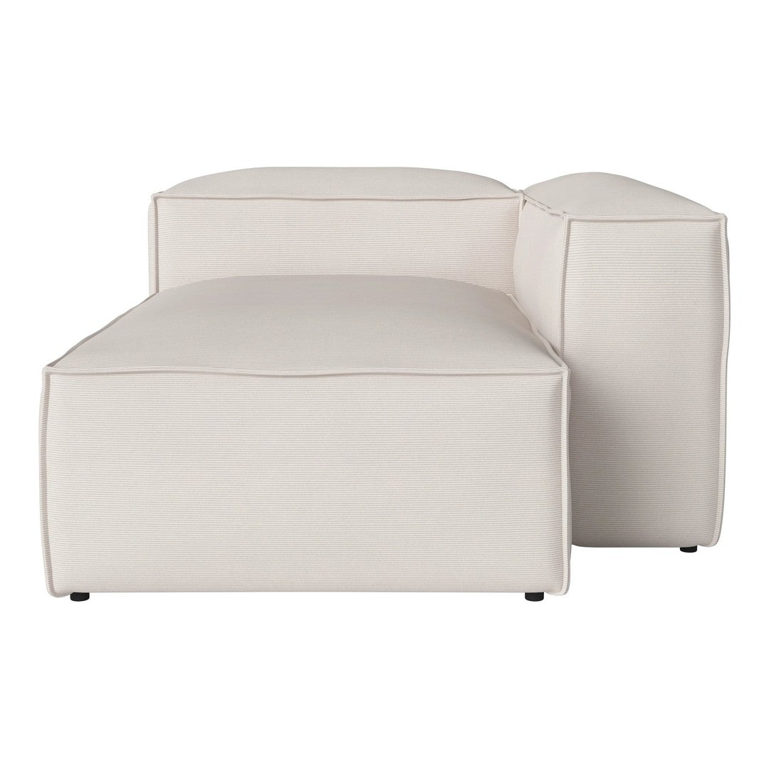 Beige modern chaise lounge with clean lines and minimalistic design, perfect for contemporary spaces.
