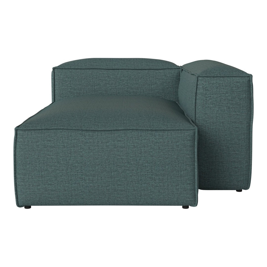 Teal textured chaise lounge with a contemporary design, featuring a smooth, woven pattern for modern aesthetics.