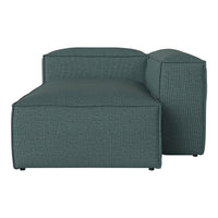 Teal textured chaise lounge with a contemporary design, featuring a smooth, woven pattern for modern aesthetics.