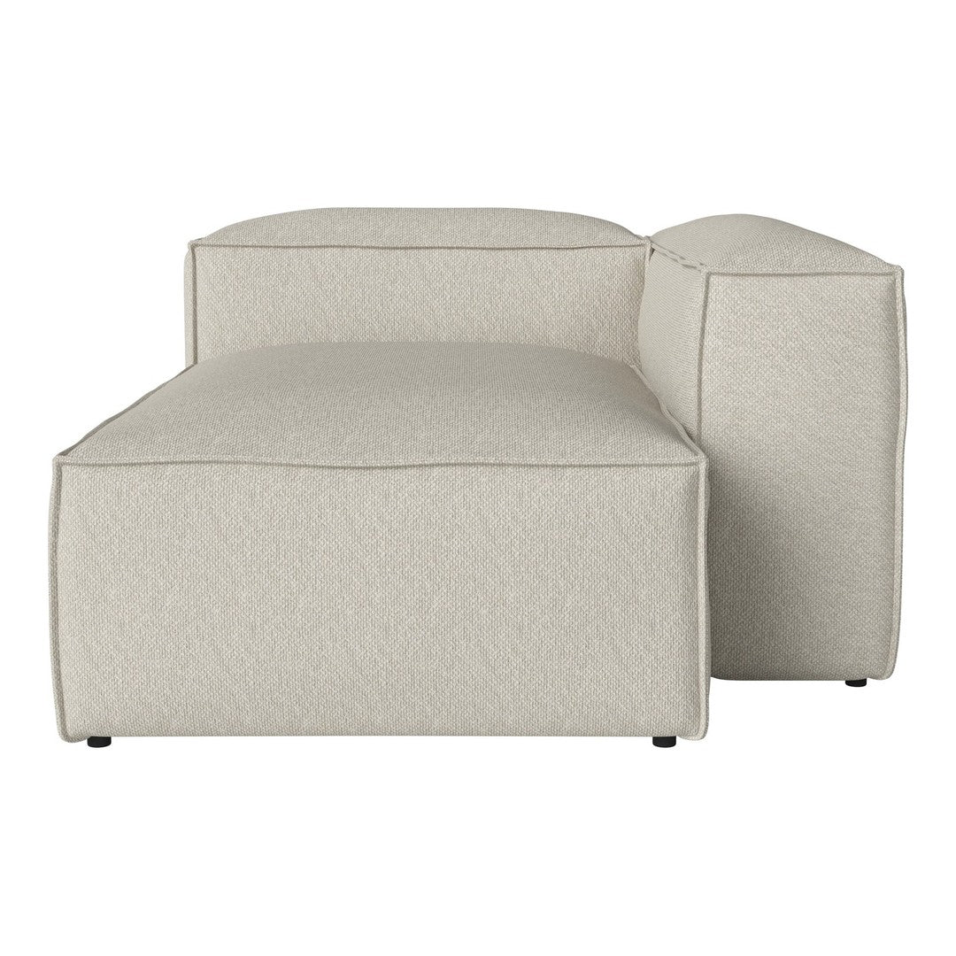 Light beige modular sofa with a smooth, textured fabric and minimalist design, perfect for modern decor.