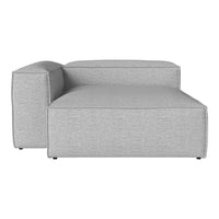 Gray textured fabric sectional couch with a clean, modern design and minimalistic shape. Perfect for contemporary decor.