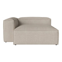 Beige sectional sofa with a minimalist design and subtle fabric texture. Ideal for modern living spaces.