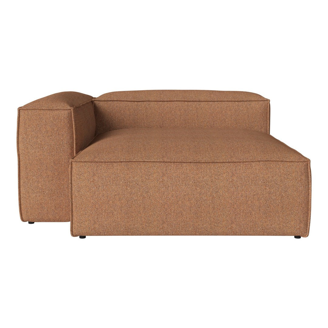 Brown textured fabric sectional sofa with a modern, minimalist design and clean lines. Perfect for contemporary settings.