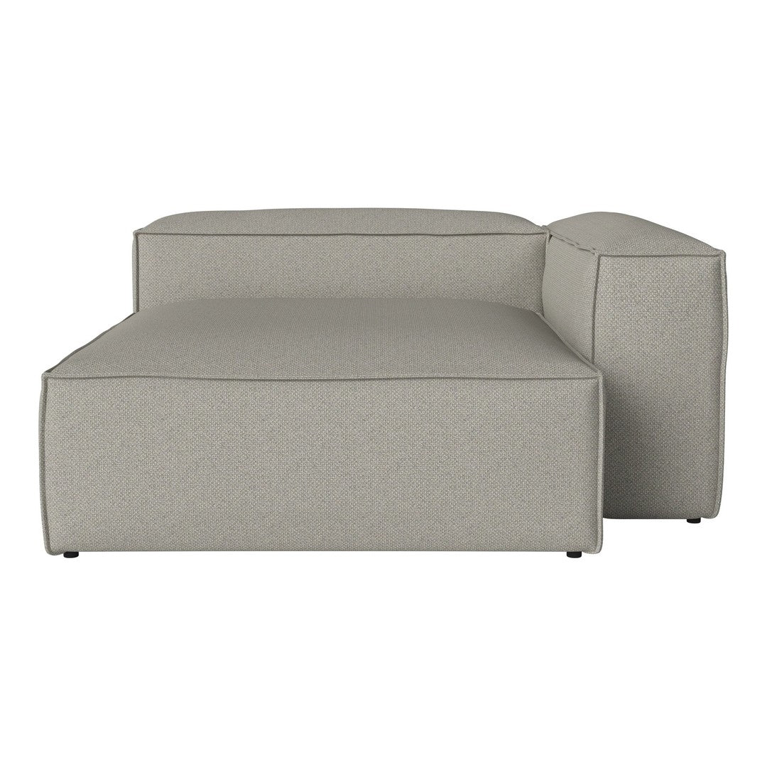 Light gray upholstered sectional sofa with a smooth, minimalist design. Ideal for modern home décor.