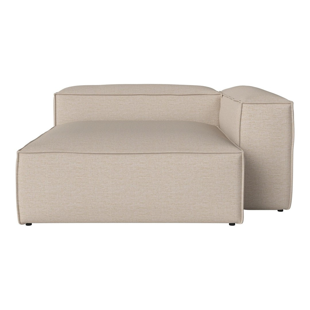 Beige textured fabric sofa with a modern, minimalist design and clean lines, perfect for contemporary decor.