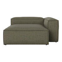 Olive green sectional sofa with a textured fabric pattern, offering a modern and cozy aesthetic for any living space.