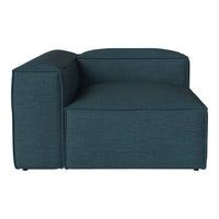 Teal upholstered sectional sofa with a subtle textured pattern and sleek modern design. Perfect for contemporary spaces.