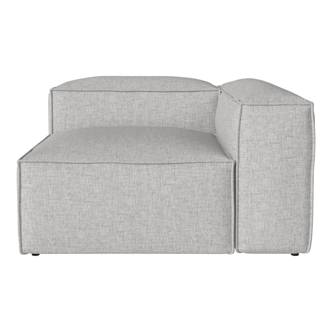 Modern light gray sectional sofa with a textured fabric and minimalist design. Perfect for contemporary living spaces.
