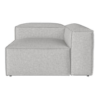 Modern light gray sectional sofa with a textured fabric and minimalist design. Perfect for contemporary living spaces.