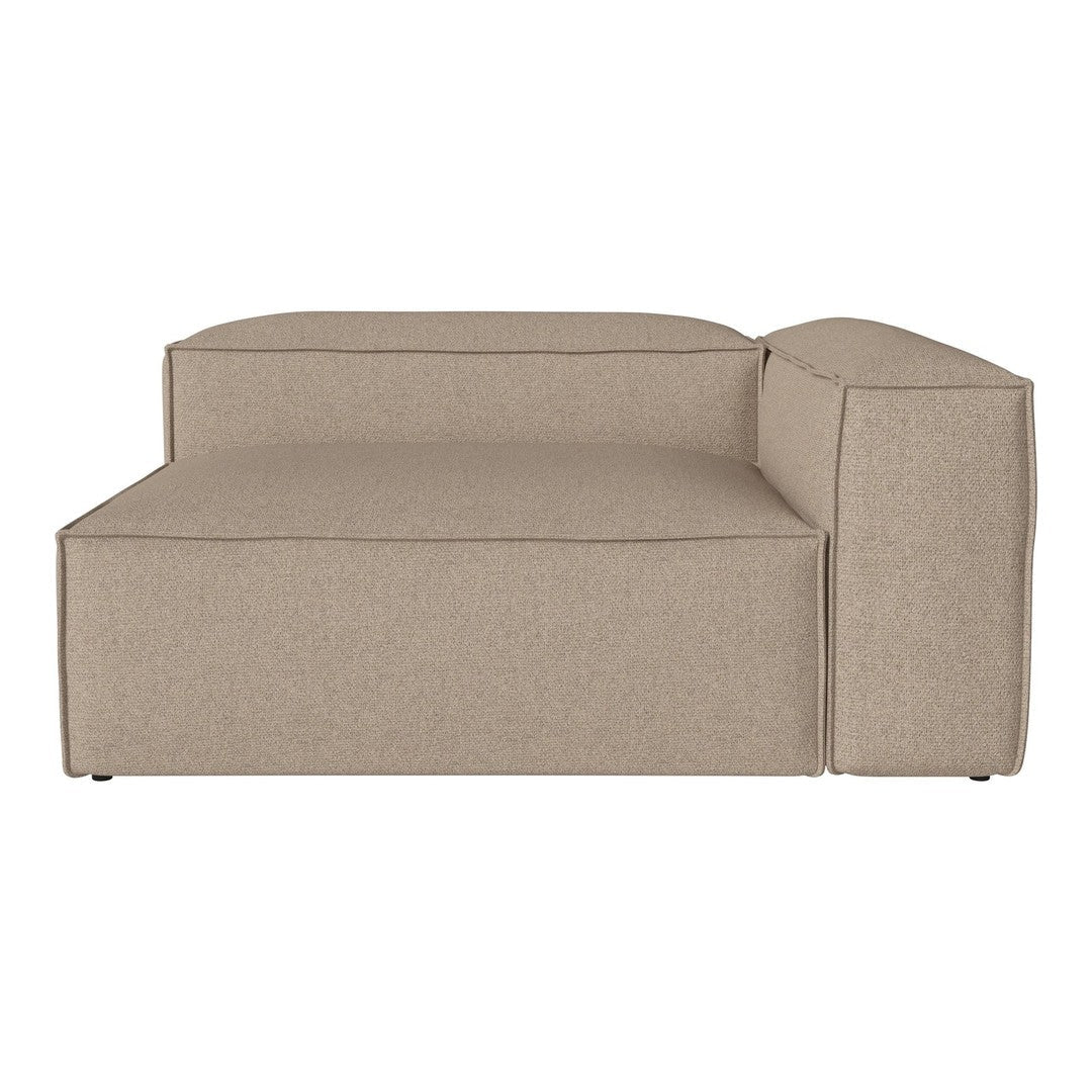 Beige sectional sofa with a minimalist design and textured fabric. Ideal for modern living spaces.