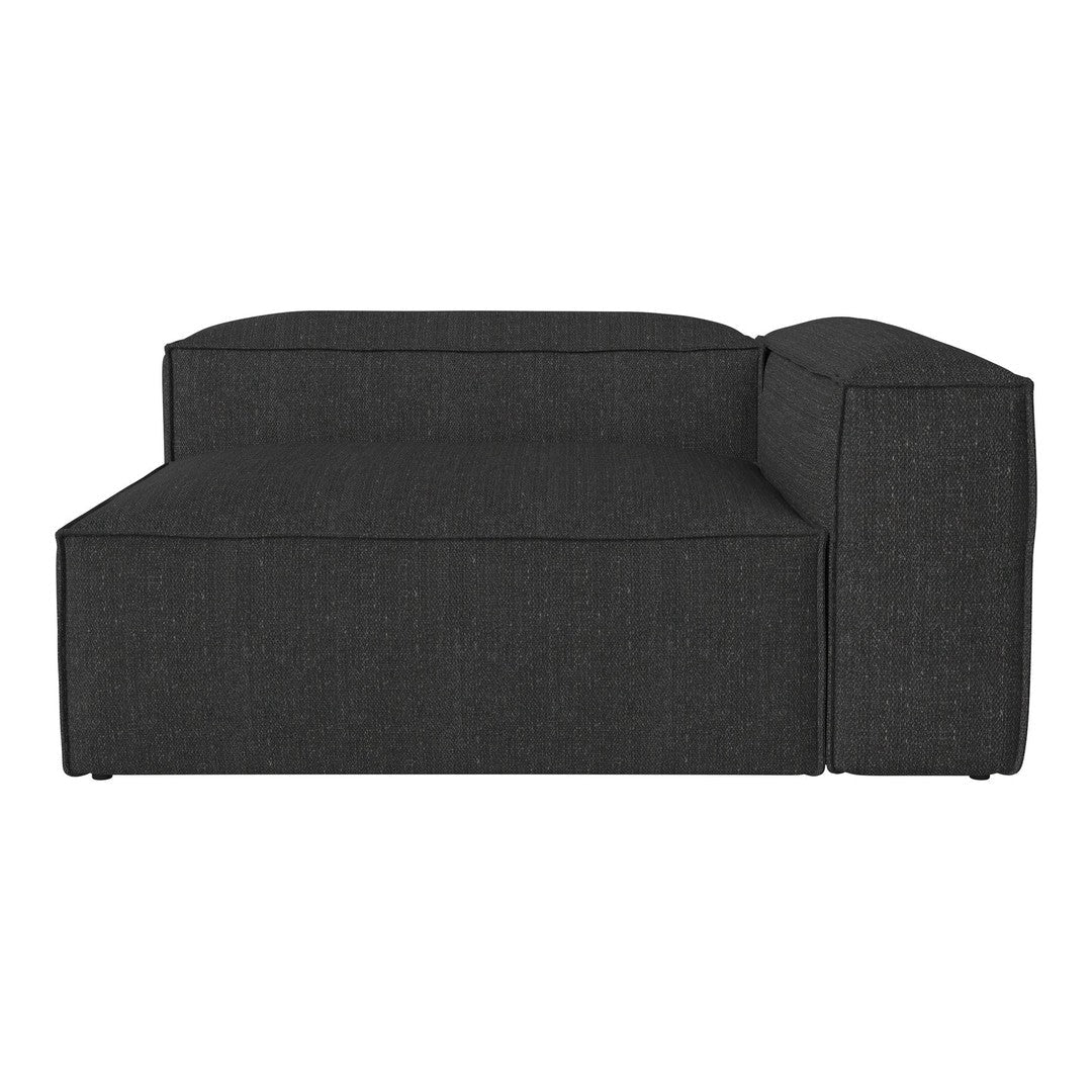 Charcoal gray modular sofa with a smooth, minimalist design and subtle textured fabric pattern.