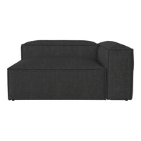 Charcoal gray modular sofa with a smooth, minimalist design and subtle textured fabric pattern.