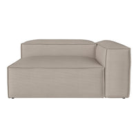 Beige sectional sofa with clean lines and a textured pattern, perfect for modern interiors.