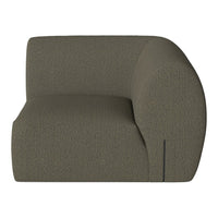 Olive green, textured upholstery with a curved design and subtle pattern, perfect for modern decor.