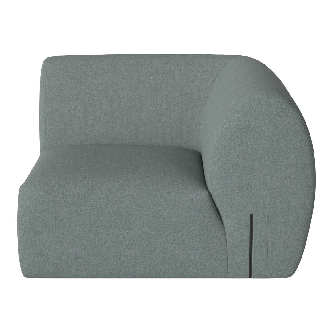 Light grey modern sofa featuring a distinctive curved design and smooth upholstery. Perfect for contemporary decor.