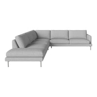 Light gray sectional sofa with sleek lines and minimalist design. Perfect for modern living spaces.