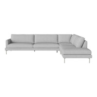 Light gray sectional sofa with a modern, minimalist design and smooth, uniform fabric texture.