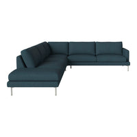 "Teal sectional sofa with a modern design and smooth fabric, featuring minimalist style and clean lines."