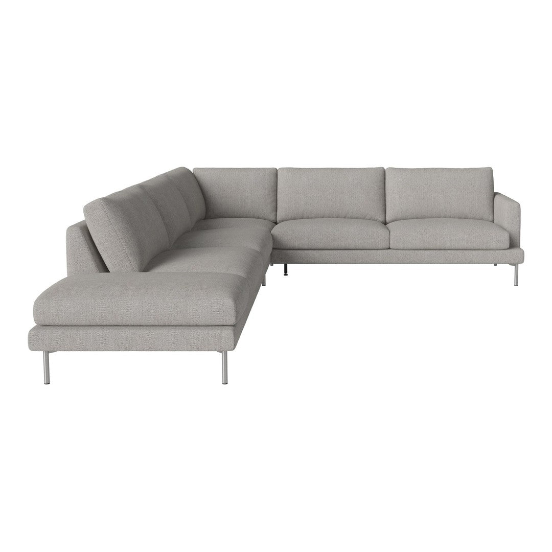 Gray fabric sectional sofa with clean lines and subtle texture, perfect for modern living rooms.