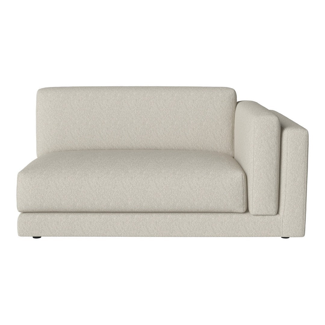 Cream-colored upholstered sofa with a textured pattern, offering a modern and cozy design.