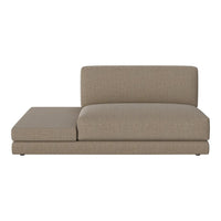 Taupe modern sectional sofa with a solid fabric pattern, featuring a sleek, minimalist design. Perfect for any living space.