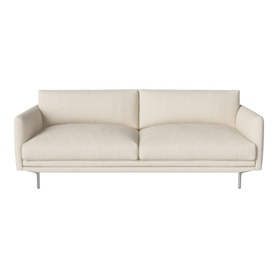 Cream-colored modern sofa with clean lines and smooth fabric, featuring a minimalist design and no visible patterns.