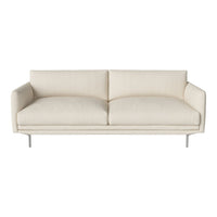 Cream-colored modern sofa with clean lines and smooth fabric, featuring a minimalist design and no visible patterns.